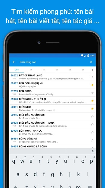 Screenshots Mã số Karaoke Vietnam: Tra cứu hơn 50.000 mã karaoke 5 số, 6 số