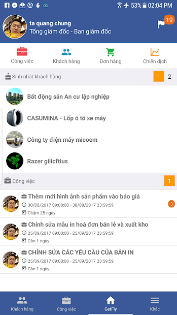 Screenshots GetFly CRM: Quản lý nhân viên và chăm sóc khách hàng