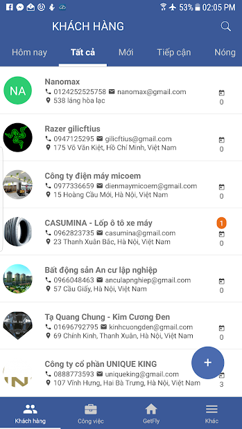 Screenshots GetFly CRM: Quản lý nhân viên và chăm sóc khách hàng