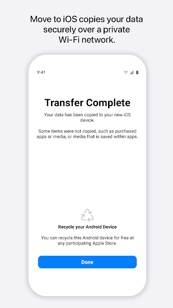 Screenshots Move to iOS: Chuyển dữ liệu, hình ảnh, danh bạ từ Android sang iOS