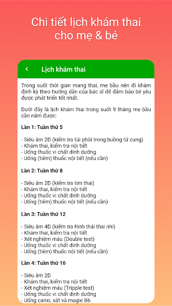 Screenshots Trợ lý mẹ bầu - Theo dõi thai kỳ, tính ngày dự sinh, lịch khám thai