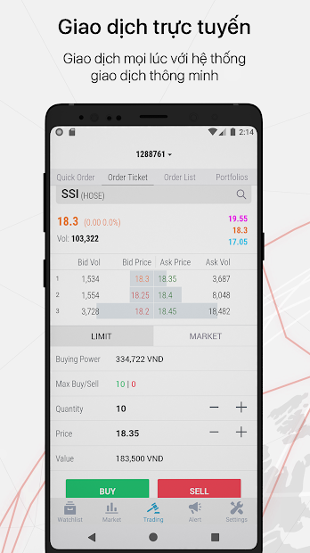 Screenshots SSI iBoard - Bảng điểm chứng khoán điện tử