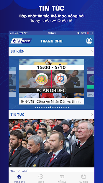 Screenshots On Sports: Ứng dụng cập nhật tin tức thể thao, tỷ số bóng đá trực tuyến