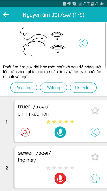 Screenshots Học phát âm tiếng Anh TFlat: Kỹ năng phát âm chuẩn