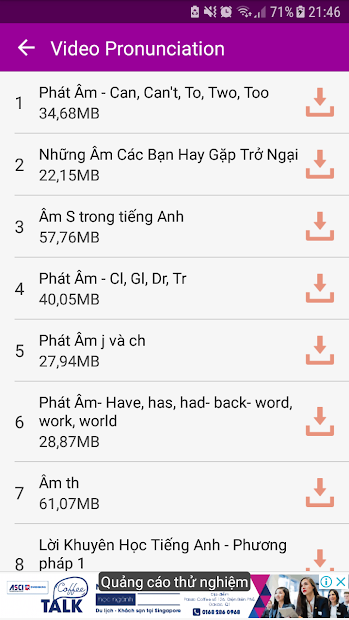 Screenshots Học phát âm tiếng Anh TFlat: Kỹ năng phát âm chuẩn