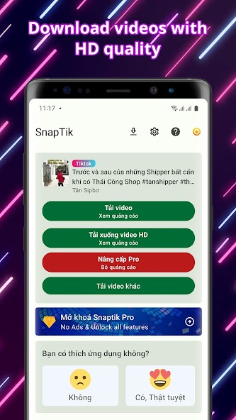 Screenshots SnapTik: Tải video TikTok không có logo, xóa logo video TikTok trên điện thoại