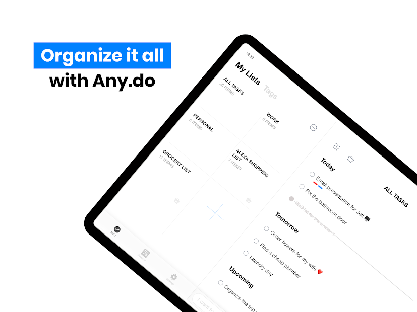 Screenshots Any.do: Ứng dụng ghi chú, nhắc nhở cho điện thoại
