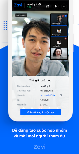 Screenshots Zavi - Ứng dụng họp online của người Việt