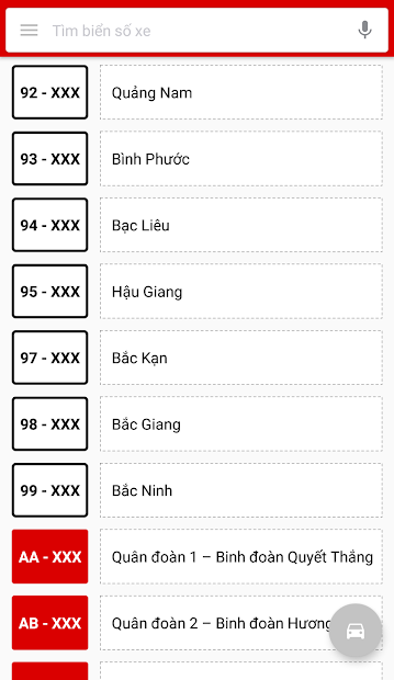 Screenshots Biển số xe - Ứng dụng tra cứu biển số xe máy, ô tô toàn quốc