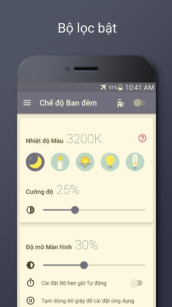 Screenshots Blue Light Filter - Ứng dụng bảo vệ mắt chống tia sáng xanh