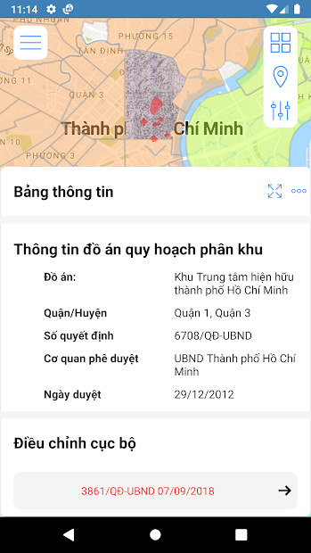 Screenshots TTQH TPHCM: Ứng dụng xem bản đồ quy hoạch đất tại TPHCM