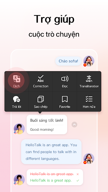 Screenshots HelloTalk - Ứng dụng học tiếng Anh, nói và giao tiếp đa dạng ngôn ngữ