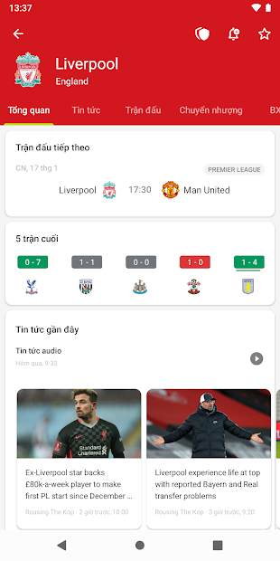 Screenshots FotMob - Ứng dụng cập nhậy tỉ Số Bóng Đá Trực Tiếp