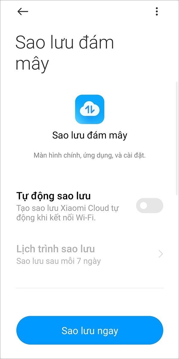 Screenshots Mi Cloud - Dịch vụ lưu trữ đám mây của điện thoại Xiaomi