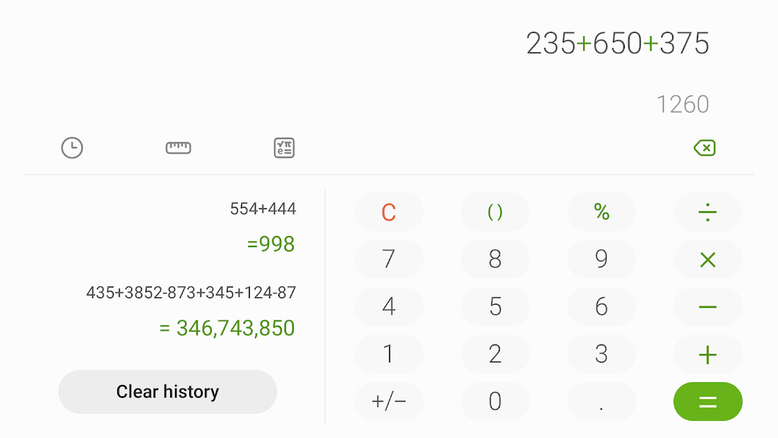 Screenshots Samsung Calculator: Ứng dụng Máy tính mặc định trên thiết bị Samsung