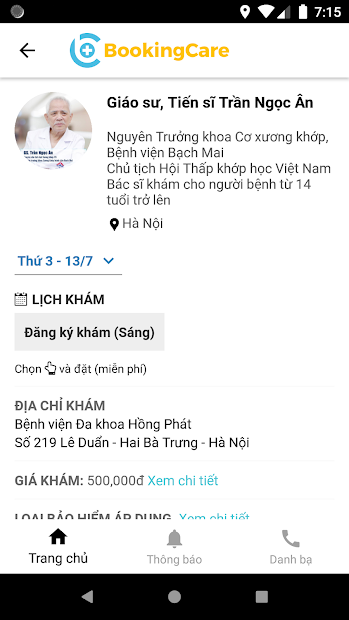 Screenshots BookingCare: Ứng dụng đặt lịch khám bệnh online