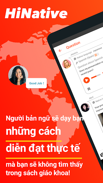 Screenshots App Hinative: Ứng dụng học ngoại ngữ thông qua hình thức hỏi, đáp