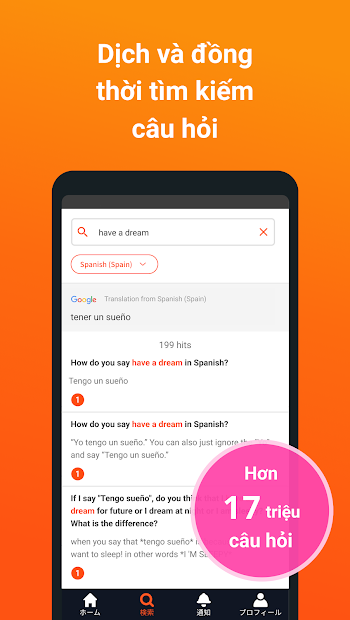 Screenshots App Hinative: Ứng dụng học ngoại ngữ thông qua hình thức hỏi, đáp