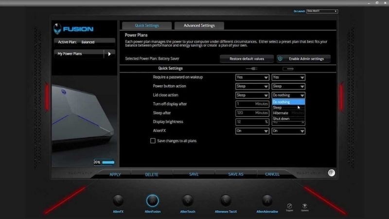 Screenshots Alienware Command Center - Điểu khiển laptop gaming Dell/Alienware