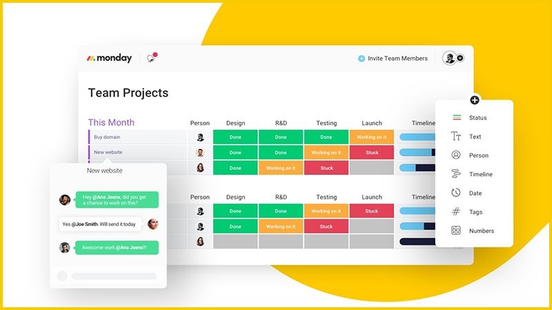 Screenshots Monday.com - Phần mềm quản lý, cộng tác và theo dõi dự án