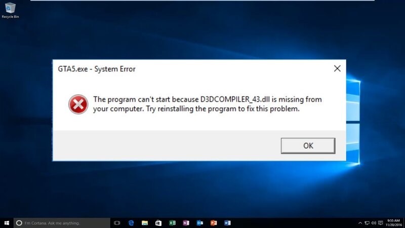 Lỗi d3dcompiler_43.dll là một lỗi mất file hay lỗi file dll của Window