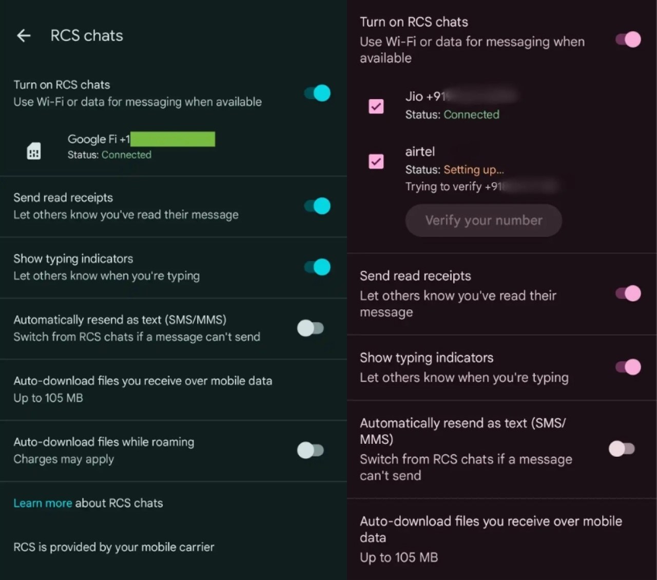 Người dùng sẽ cần tích chọn vào ô ứng với SIM mà họ muốn sử dụng RCS