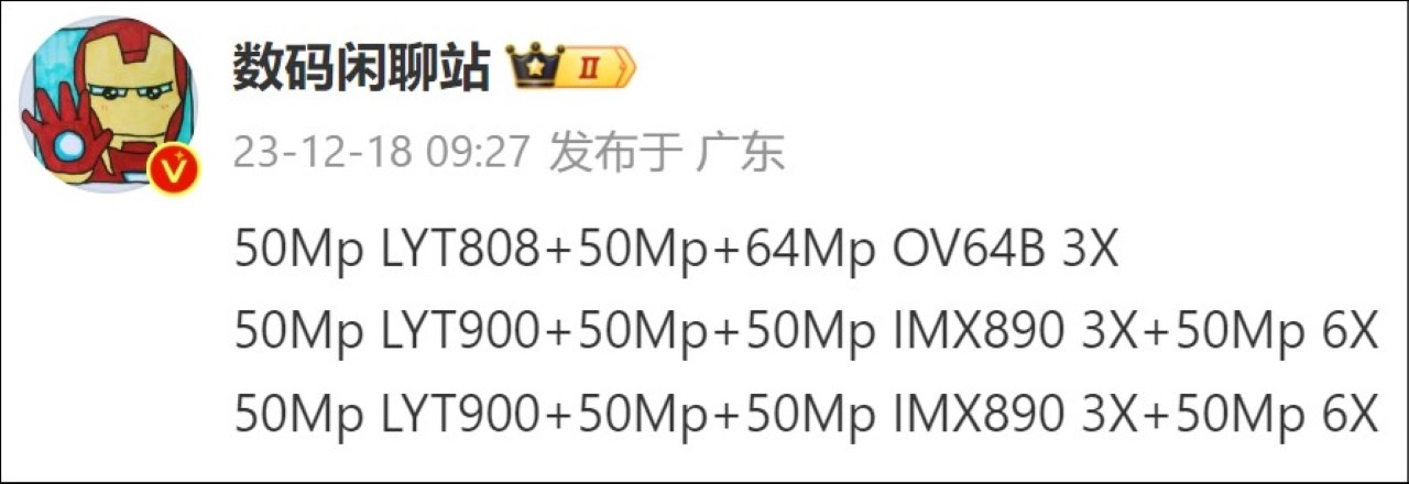 Digital Chat Station đã tiết lộ thông số camera của ba mẫu điện thoại được cho là OPPO Find X7 Series Digital Chat Station đã tiết lộ thông số camera của ba mẫu điện thoại được cho là OPPO Find X7 Series