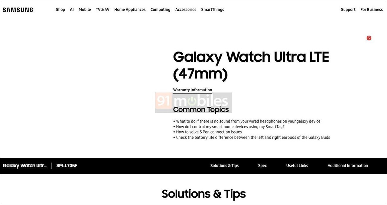 Galaxy Watch Ultra sẽ có kích thước lên đến 47 mm 