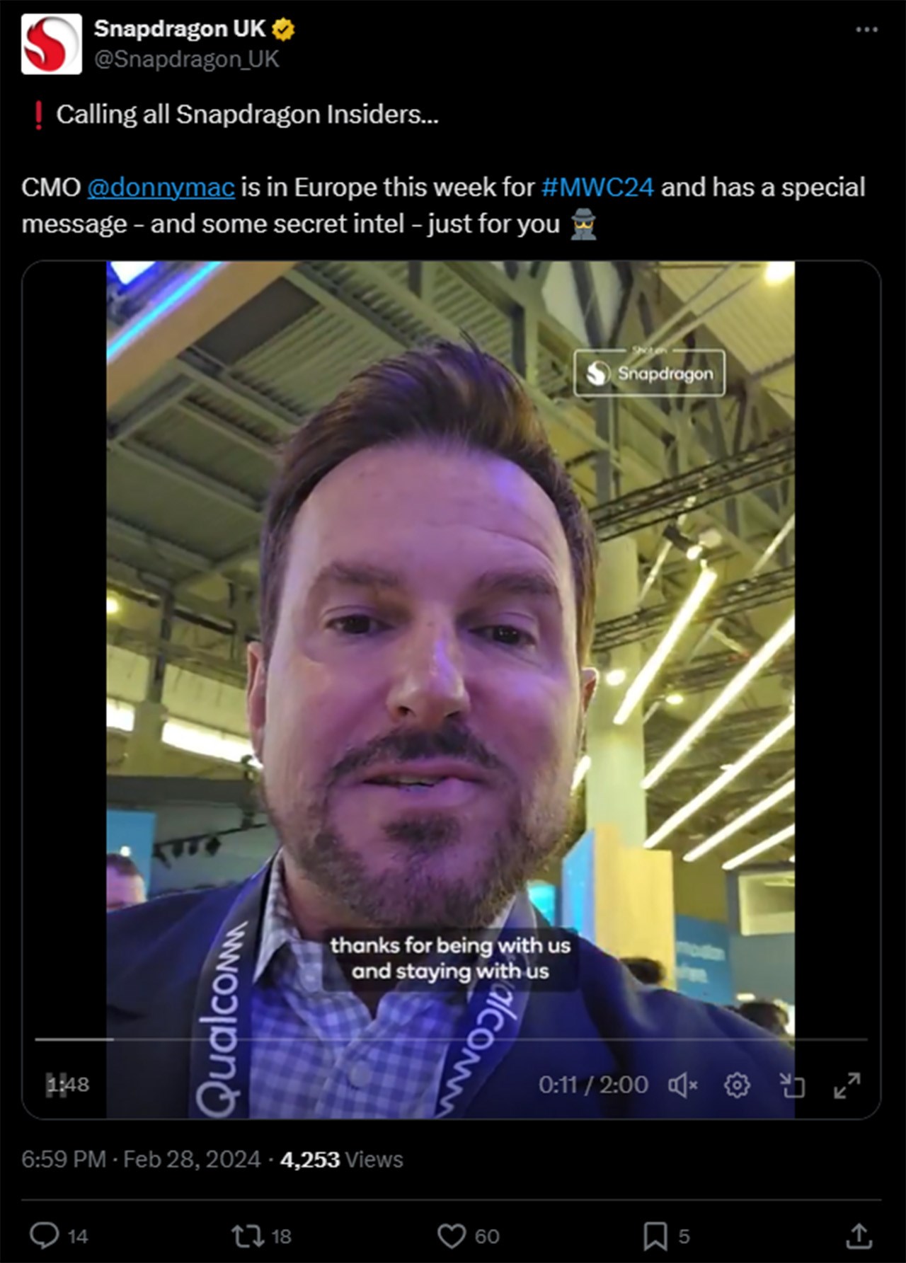 Bài viết được đăng tải bởi CMO của Qualcomm trên nền tảng X/Twitter Bài viết được đăng tải bởi CMO của Qualcomm trên nền tảng X/Twitter