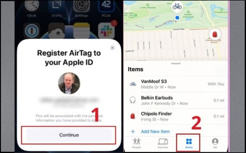 Xác nhận Apple ID chọn Continue > Chọn Item Xác nhận Apple ID chọn Continue > Chọn Item