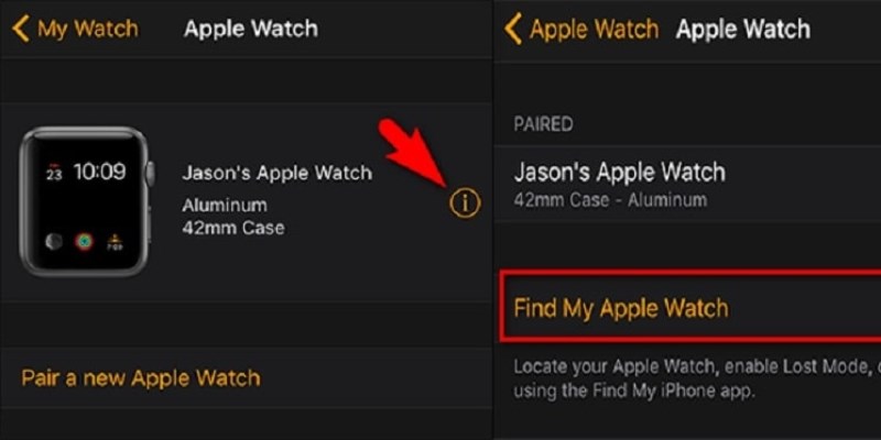 Chọn biểu tượng (i) > chọn Find My Apple Watch 