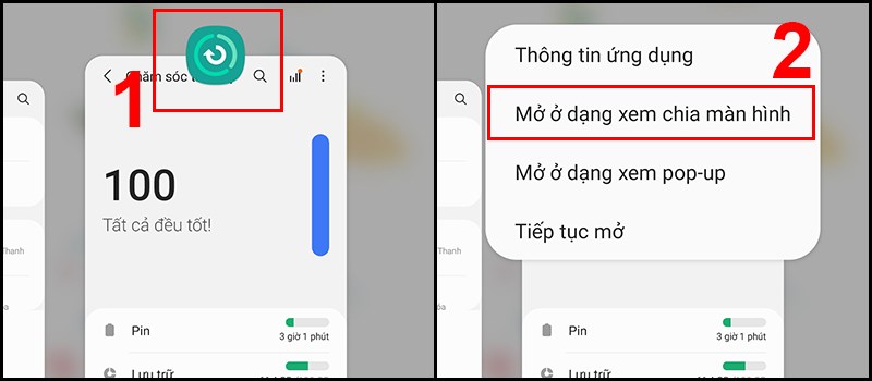 Bước đầu tiên cho thao tác sử dụng tính năng chia đôi màn hình Bước đầu tiên cho thao tác sử dụng tính năng chia đôi màn hình