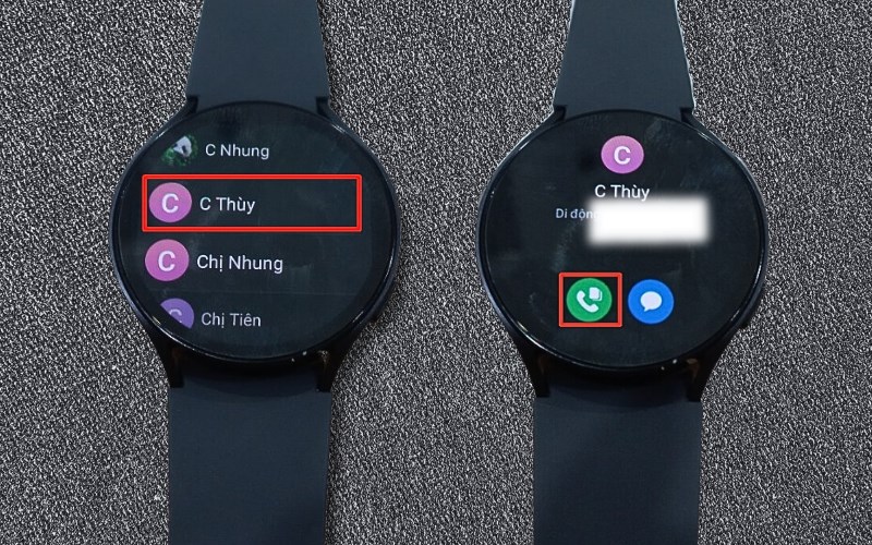 Nhấn chọn danh bạ bạn muốn gọi > Nhấn vào nút gọi Nhấn chọn danh bạ bạn muốn gọi > Nhấn vào nút gọi