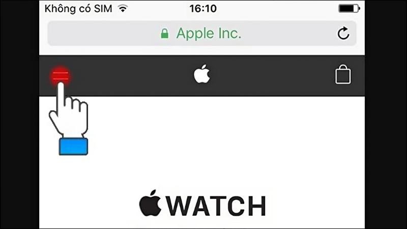 Truy cập vào trang web www.apple.com Truy cập vào trang web www.apple.com và chọn biểu tượng có hình hai dấu gạch