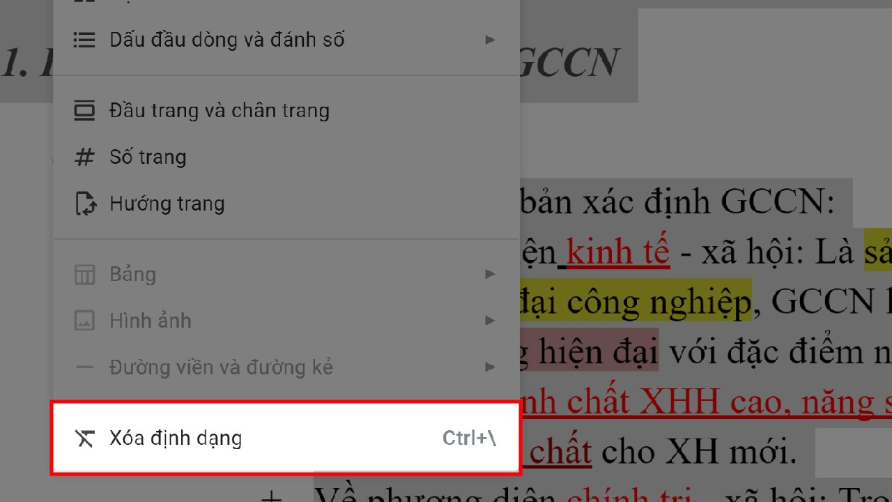 Cách xóa định dạng trong Google Docs