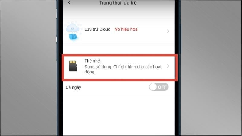 Chọn Thẻ nhớ