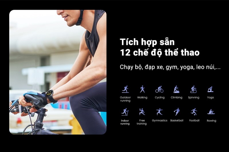Tích hợp sẵn 12 chế độ thể thao Tích hợp sẵn 12 chế độ thể thao