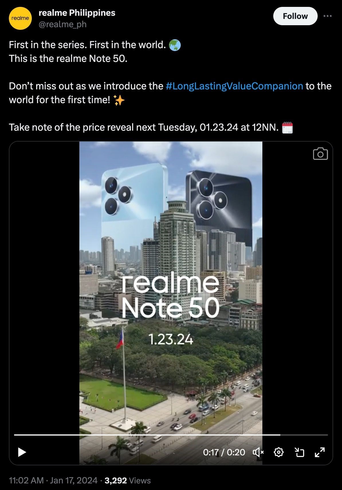 Bài đăng trên X ấn định ngày 23/1 tới là ngày realme Note 50 được ra mắt Bài đăng trên X ấn định ngày 23/1 tới là ngày realme Note 50 được ra mắt