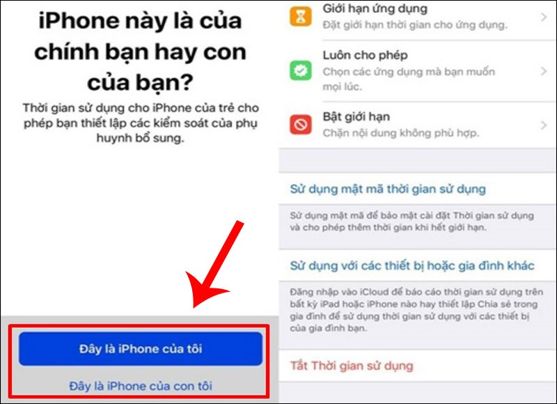 Chạm vào Đây là iPhone của tôi nếu thiết lập Thời gian sử dụng