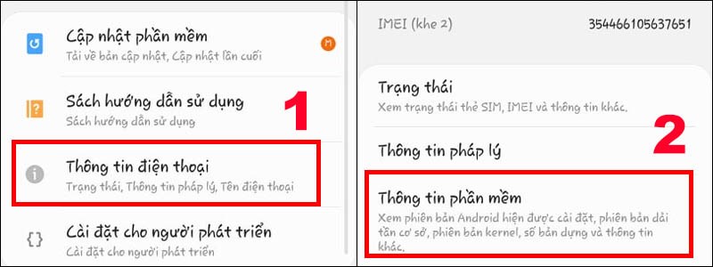 Chọn mục Thông tin phần mềm Chọn mục Thông tin phần mềm