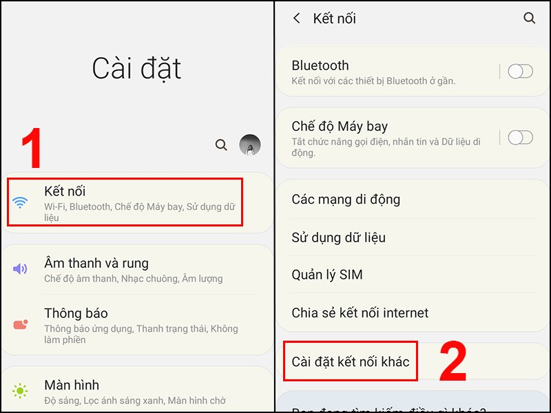 Chọn Cài đặt kết nối khác Chọn Cài đặt kết nối khác