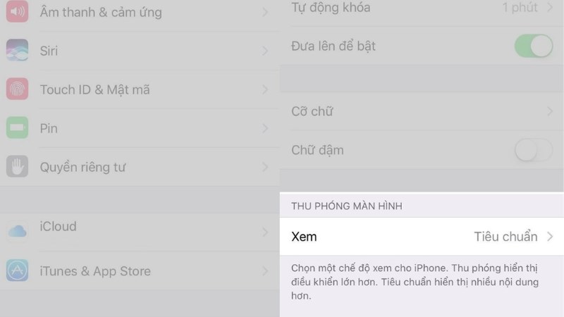 Tìm mục Xem và tick chọn vào dòng chữ Tiêu chuẩn