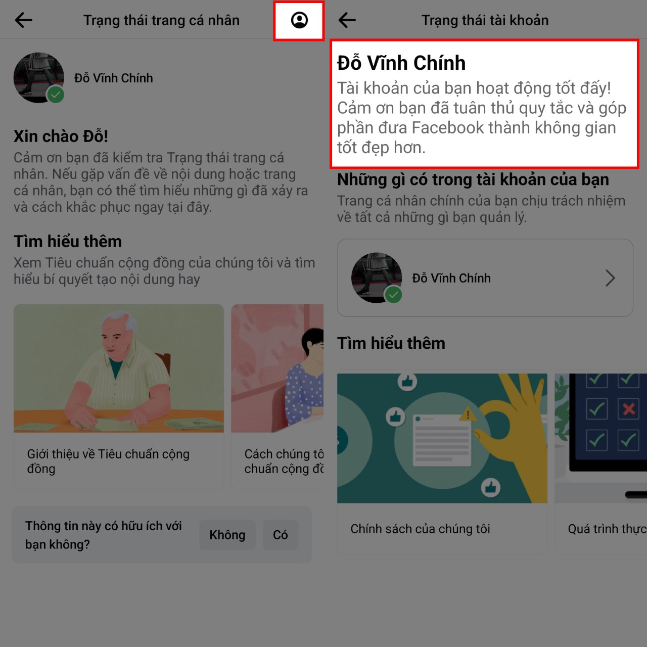 Cách kiểm tra trạng thái tài khoản Facebook