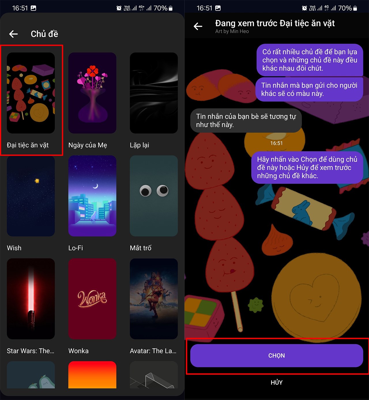 Cách đổi chủ đề Messenger đại tiệc ăn vặt Cách đổi chủ đề Messenger đại tiệc ăn vặt