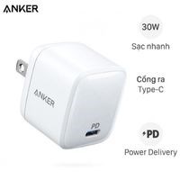 Adapter Sạc Type C PD GaN 30W Anker PowerPort Atom A2017 Trắng