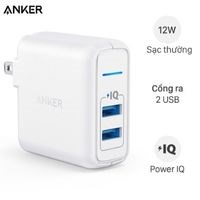 Adapter sạc 2 cổng USB 12W Anker PowerPort Elite 2 - A2023 Trắng