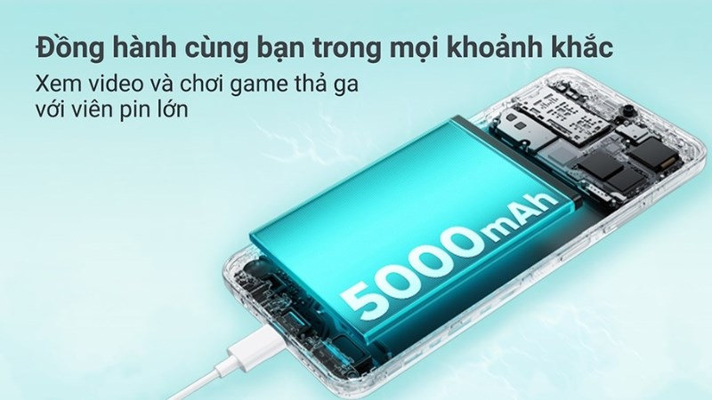z realme C51 được trang bị viên pin lớn và bền bỉ lên đến 5.000mAh
