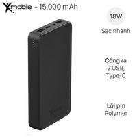 Pin sạc dự phòng Polymer 15.000 mAh Type C PD QC3.0 Xmobile PowerBox P72D