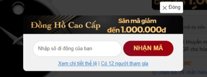 Nhập số điện thoại để nhận mã giảm giá