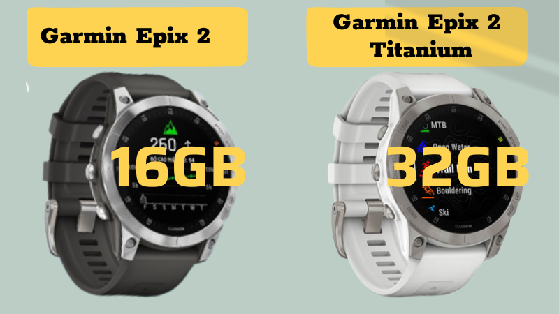 So sánh bộ nhớ của Garmin Epix 2 và Epix 2 Titanium So sánh bộ nhớ của Garmin Epix 2 và Epix 2 Titanium